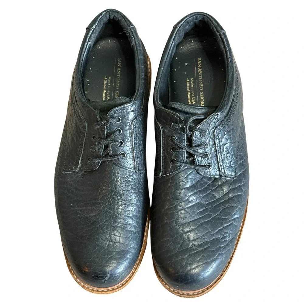 SAS San Antonio Shoemakers Mens Black Leather Pebbled Oxford Shoes 10 M 2000934